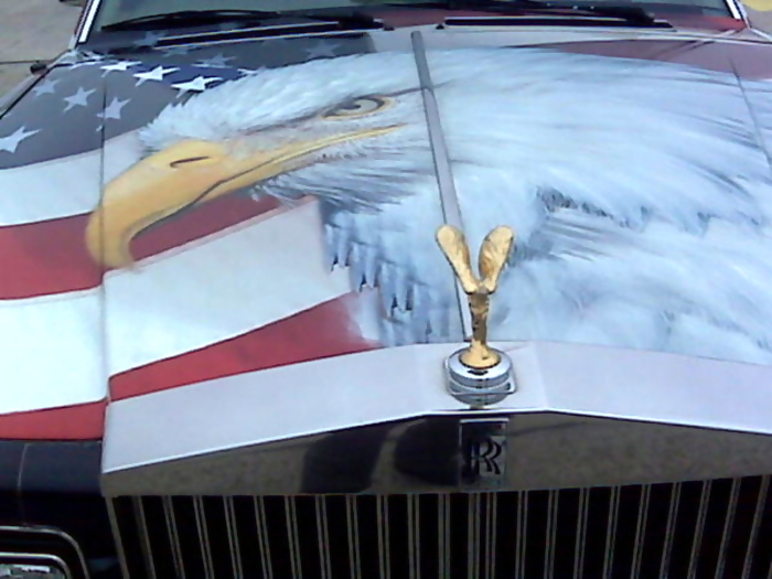 All American Rolls Royce Cars True Blue Chrome and Gold Logo Art Photo