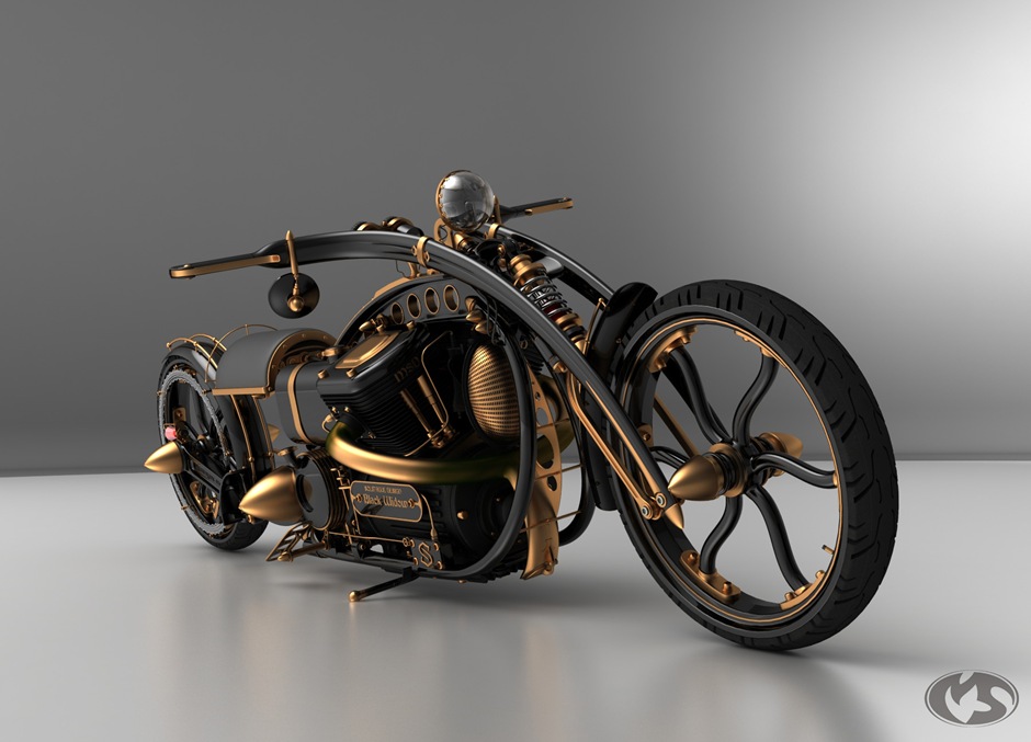 Black Widow Steampunk Chopper Extreme Custom Motorcycle Mod
