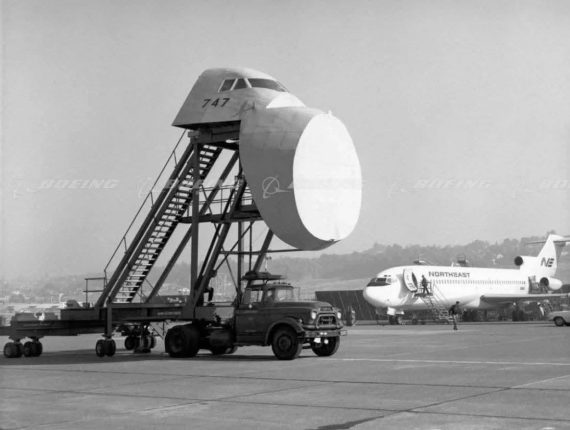 The Boeing 747 “taxi trainer”, a vehicle specifically made so that pilots could get used to the height of the 747 while controlling it on a taxiway