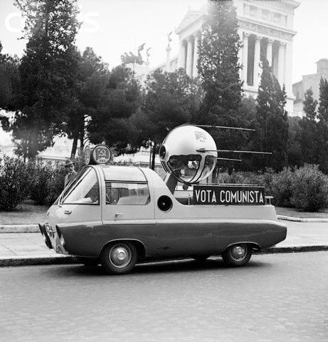 A Sputnik-type car used by the Italian Communist Party during the 1958 Italian General Elections