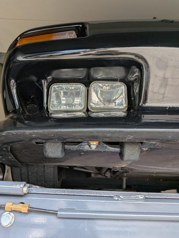 The skate trucks and wheels under the front of this 1990 Lamborghini