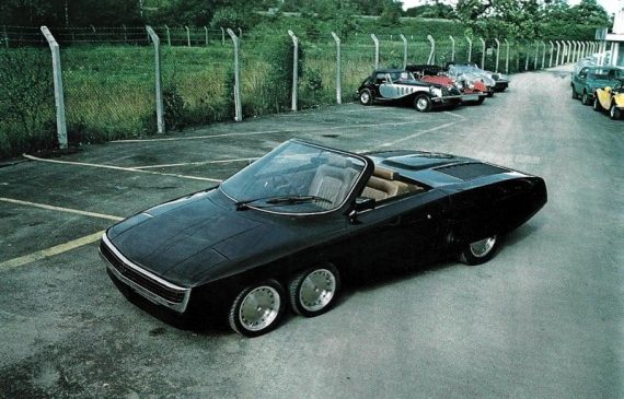 The Panther Six, a six-wheeled, twin-turboed 500cid Cadillac V8 oddity courtesy of Panther Westwinds. Two were built.